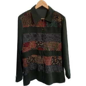 Vintage Green Patchwork Soft Button Down Shirt / Shacket